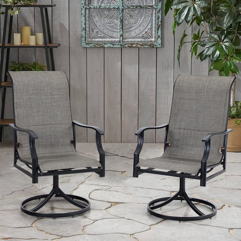 Patio Dining Chairs Padded Metal Swivel Chairs Mesh Textilene Fabric ...