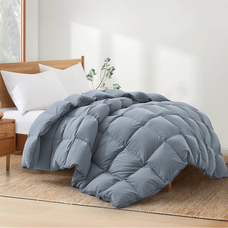 All Season & Lightweight Ultra Soft 360 TC White Goose Down Duvet Comforter - King - All-Season Dark Gray