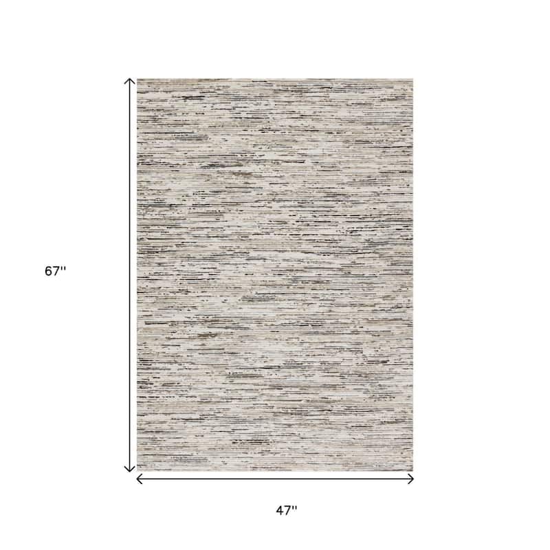 HomeRoots Striped Modern Rectangle Area Rug - 4' X 6'