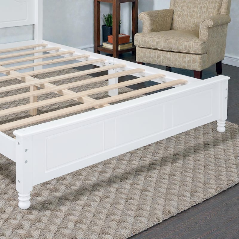 Retro Wood Platform Bed Frame with Headboard, Full Queen Bed with Wooden Slat Support, No Box Spring