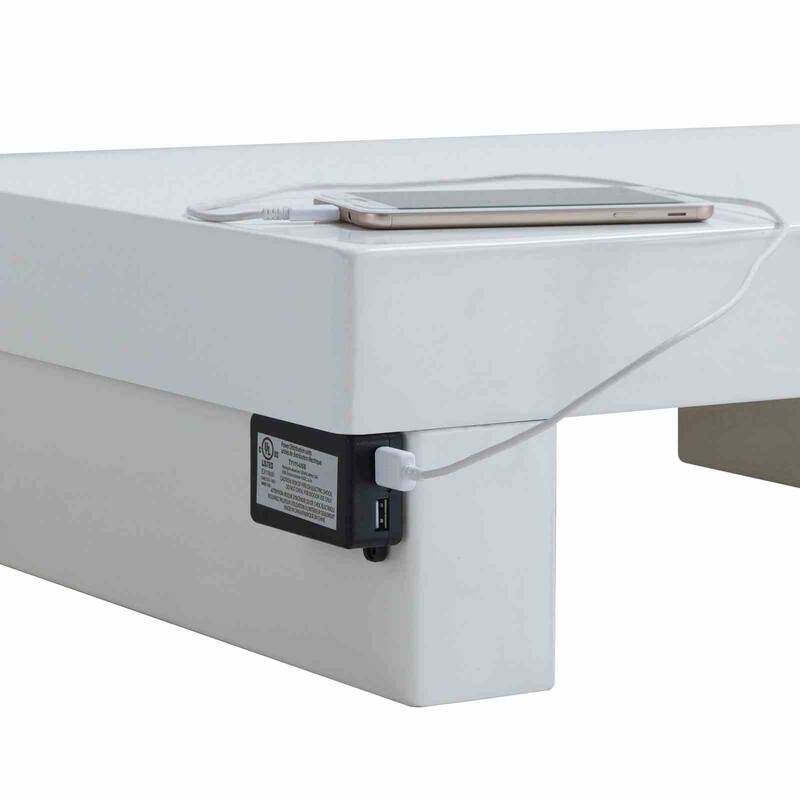 Contemporary White Finish 4Pc Low Porfile Bedroom Furniture Set with USB Charger