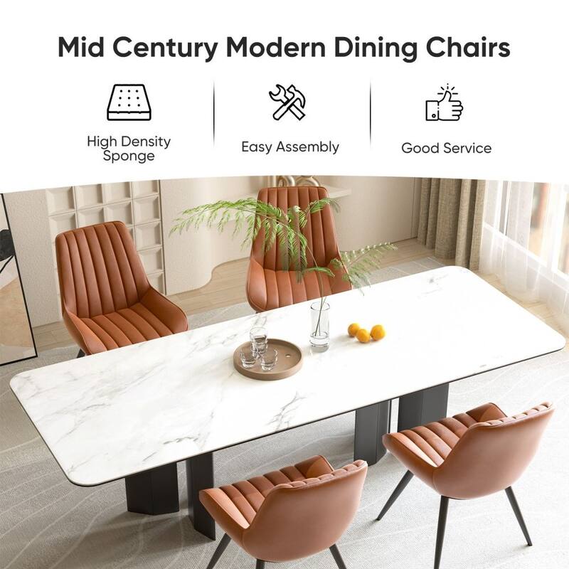 Set of 2 Dining Chairs with Black Metal Legs