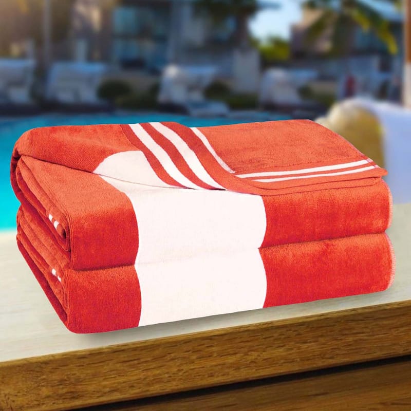 Cabana Stripe Oversized Cotton Beach 2 Piece Towel Set by Superior