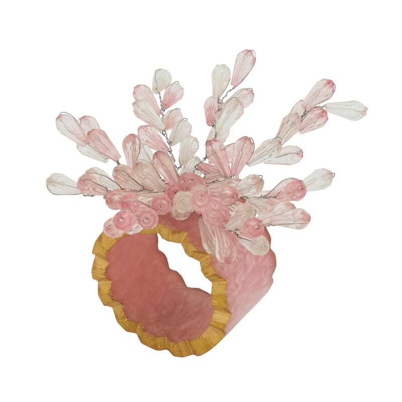 Beaded Bliss Resin Napkin Ring (Set of 4) - Pink - Set of 4