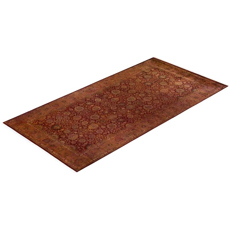 Overton Hand Knotted Wool Vintage Inspired Modern Contemporary Overdyed Gold Area Rug - 6' 3" x 12' 4"