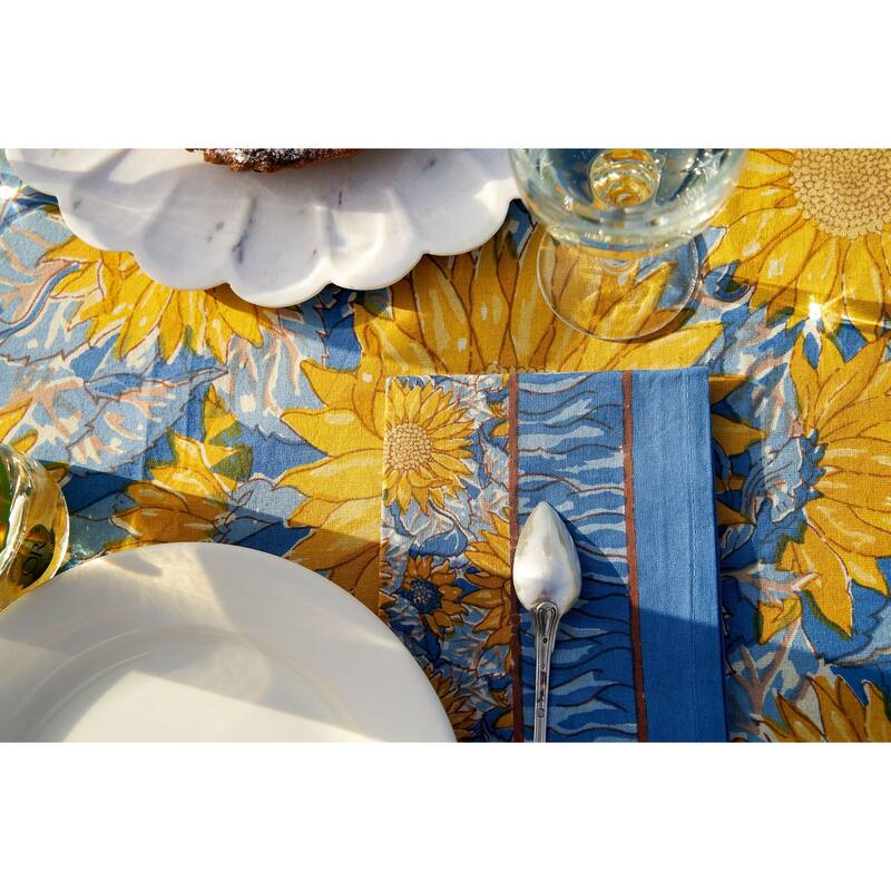 Couleur Nature Sunflower Tablecloth - Yellow/Blue