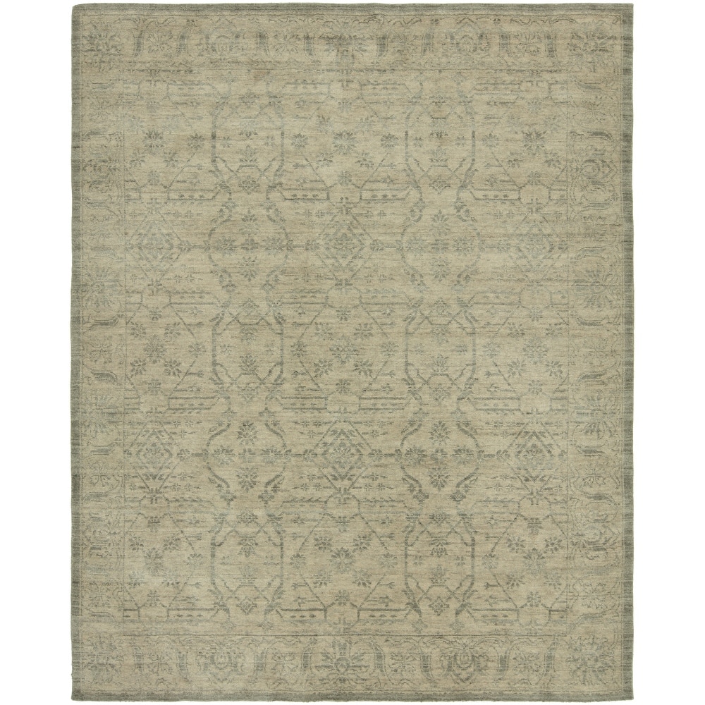 Modern Grey Hand-Knotted Wool & Viscose Area Rug