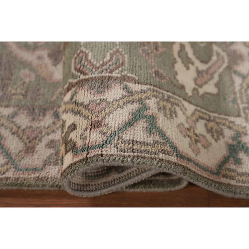 Green Oushak Indian Accent Rug Handmade Wool Carpet - 2'8"x 6'0"