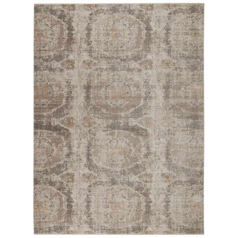 Airi Medallion Gray/ Beige Area Rug - 8' 10" x 12' 7" - Rectangle