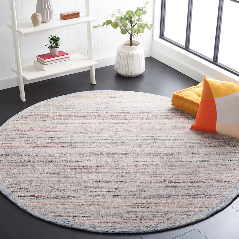 SAFAVIEH Handmade Abstract Saltanat Modern Rug - 6' Round - Red/Ivory