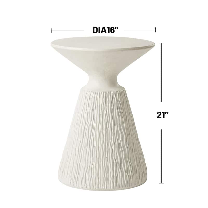 Environmental Friendly Cement Accent Table with Round Table Top in Natural White Finish