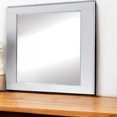 HomeRoots 37" White Wood Framed Mounted Dresser Mirror - 46' X '37' X '1