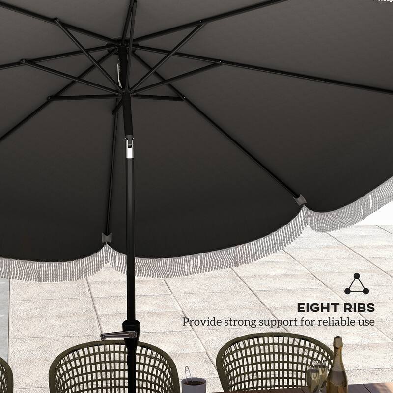 8.8 Foot Outdoor Patio Umbrella with UPF 30+ Tiltable Canopy Hand Crank Vented Top Eight Ribs - 8.8' x 7.8' H