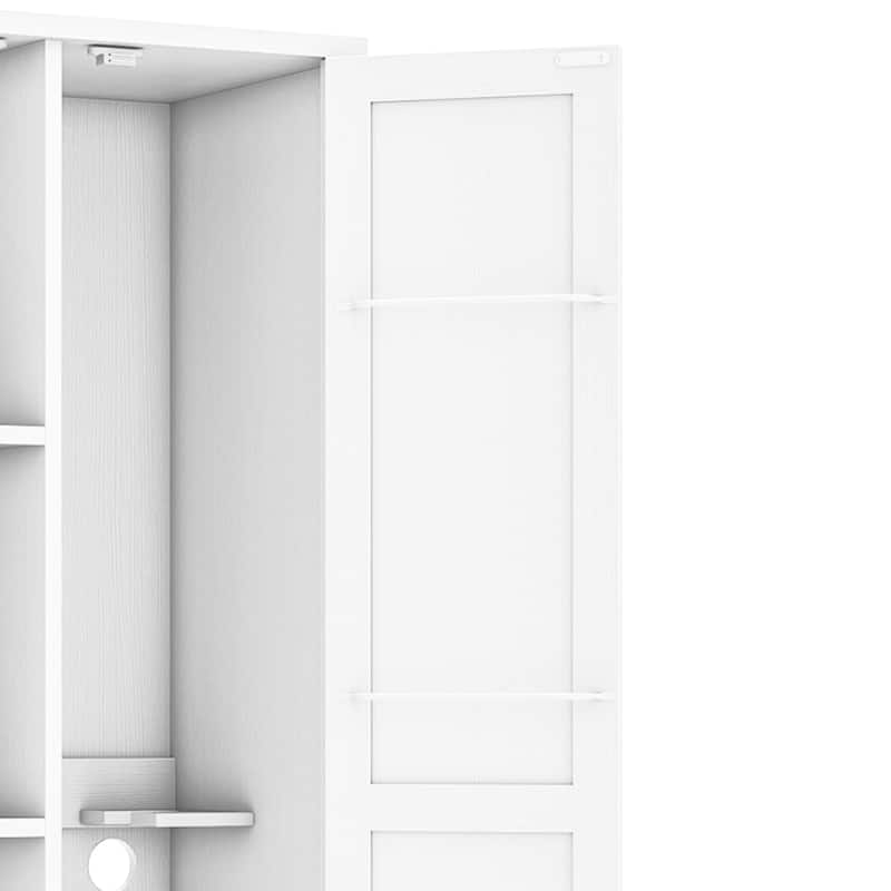 Moasis Broom Closet Storage Cabinet with Doors and Shelves for Farmhouse Organization