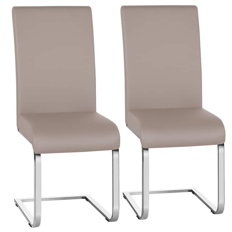 Yaheetech 2pcs Dining Chairs High Back Padded Chairs for Home - Light Brown