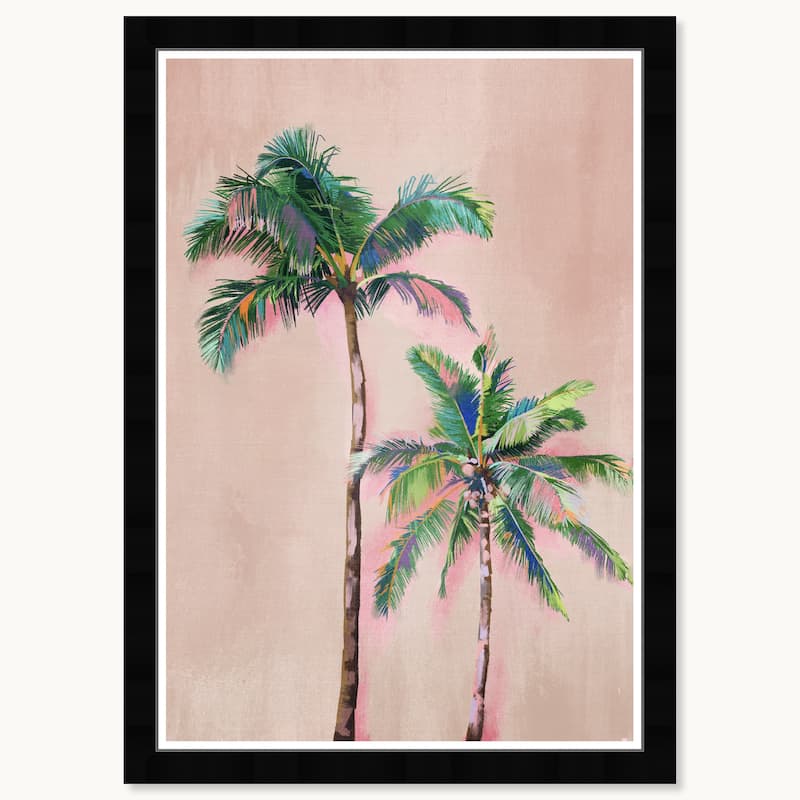 Wynwood Studio Coastal Palm Coral Framed Beachfront Coastal Prints - 15 x 21 - Black