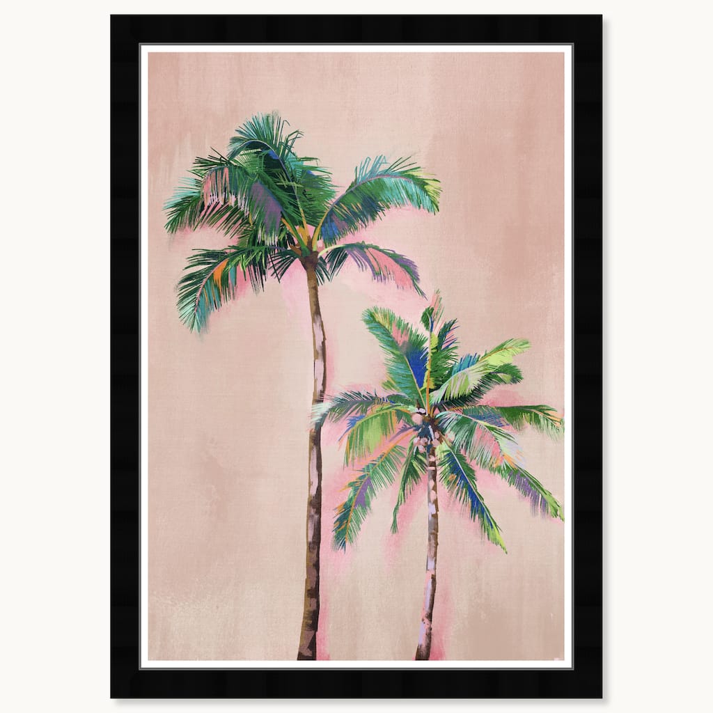 Wynwood Studio Coastal Palm Coral Framed Beachfront Coastal Prints