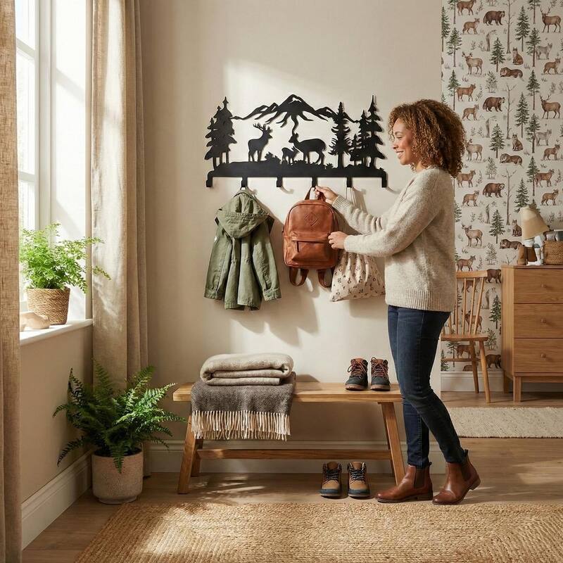 Metal Deer Family Wall Mounted Coat Rack
