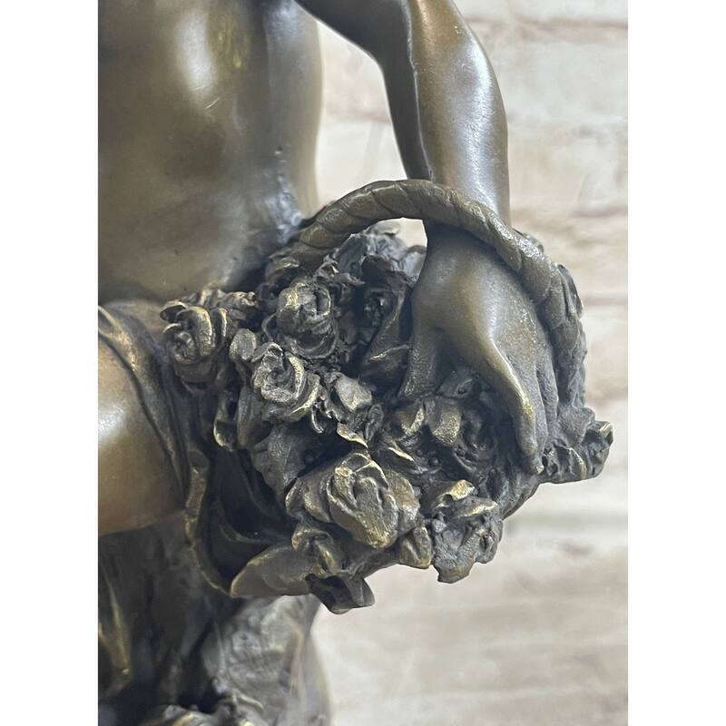 Young Boy Child Figurative Art Bronze Metal Statue Sculpture Vintage Moreau Decor Marble Base