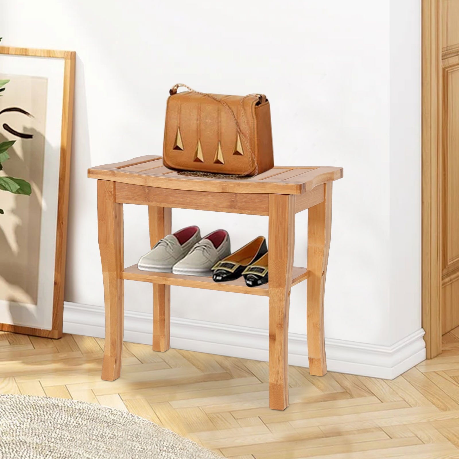Bamboo shower sales chair with back