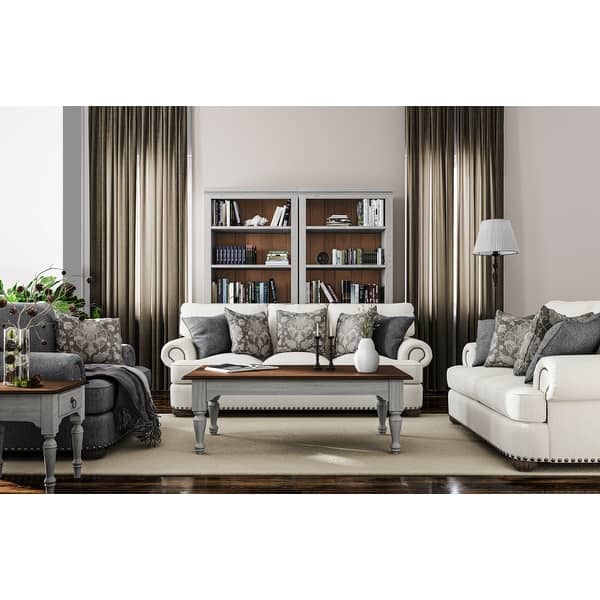 slide 2 of 12, Plymouth Gray Wood Rectangular Coffee Table - 52" x 20" x 28" 52" x 20" x 28" - Gray - Wood