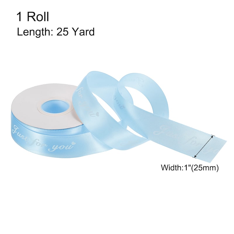 1" 25 Yard Valentine Printed Satin Ribbon Wedding Grosgrain Ribbons - 1" x 25 Yard - Blue