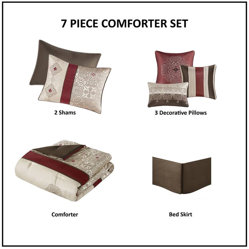 GDF Studio - 7-Piece Jacquard Comforter Set with Decorative Pillows