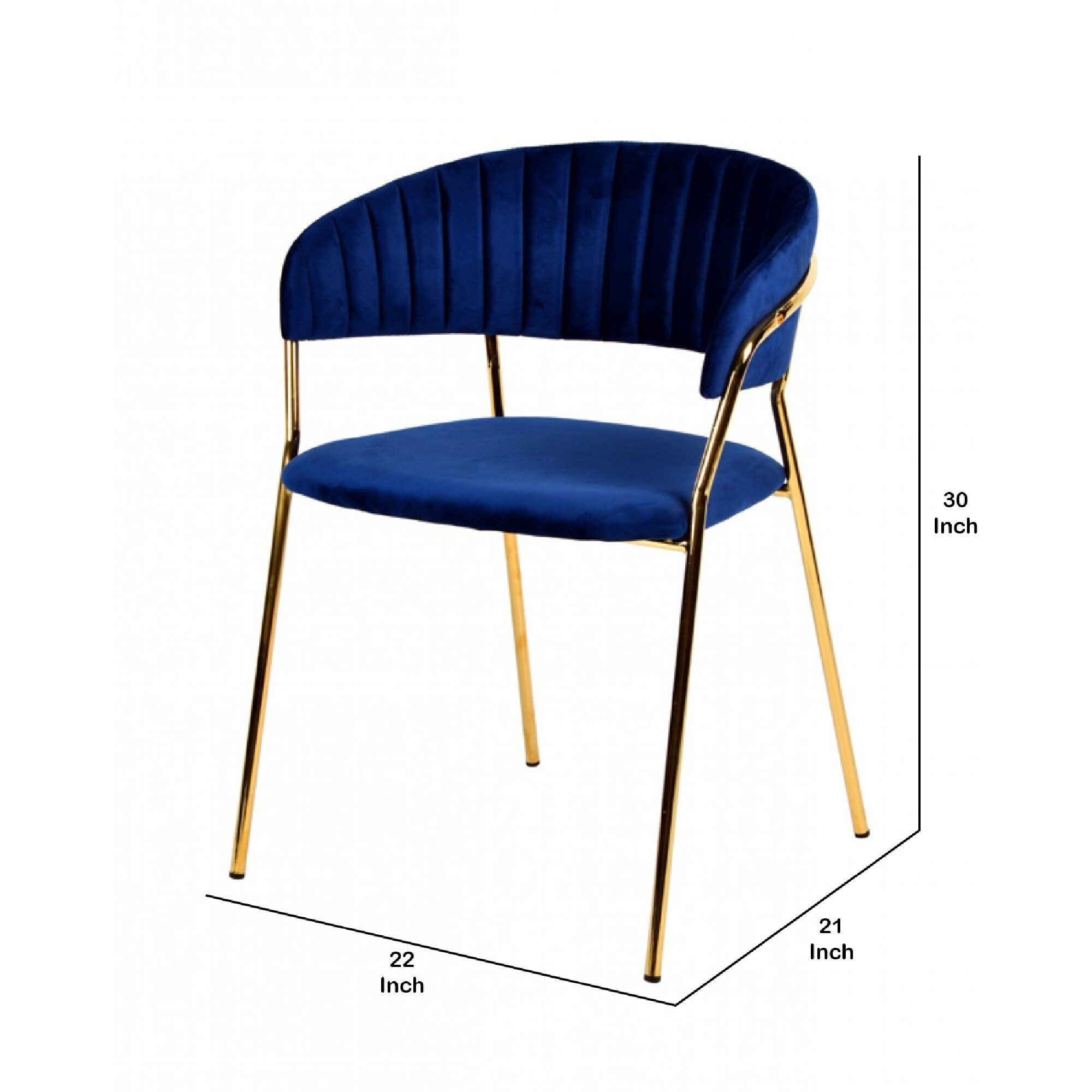 Shop Fabric Upholstered Dining Chair With Metal Legs Set Of 2 Blue And Gold On Sale Overstock 31813235