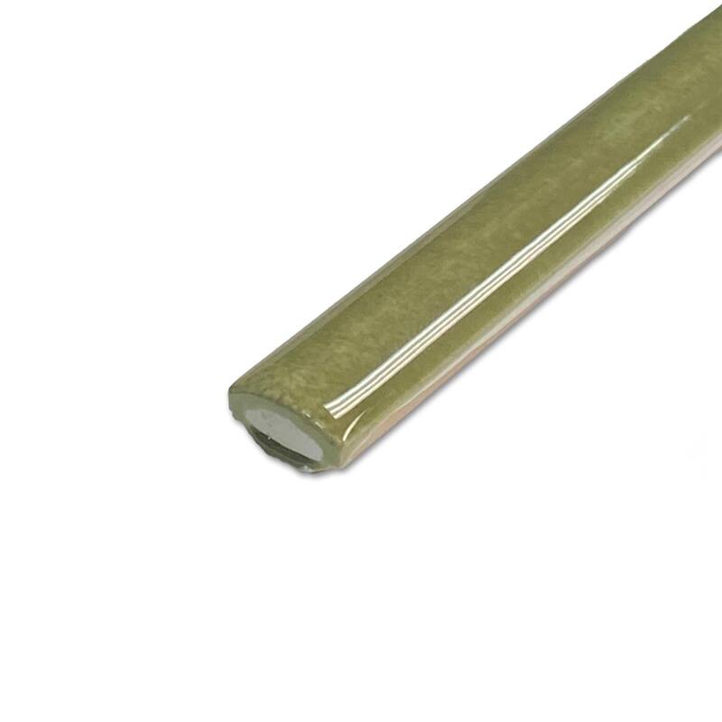 Merola Tile Coco Demi-Bullnose Glossy Moss Verde 1/2" x 7-7/8" Ceramic Wall Trim - (1 Tile)