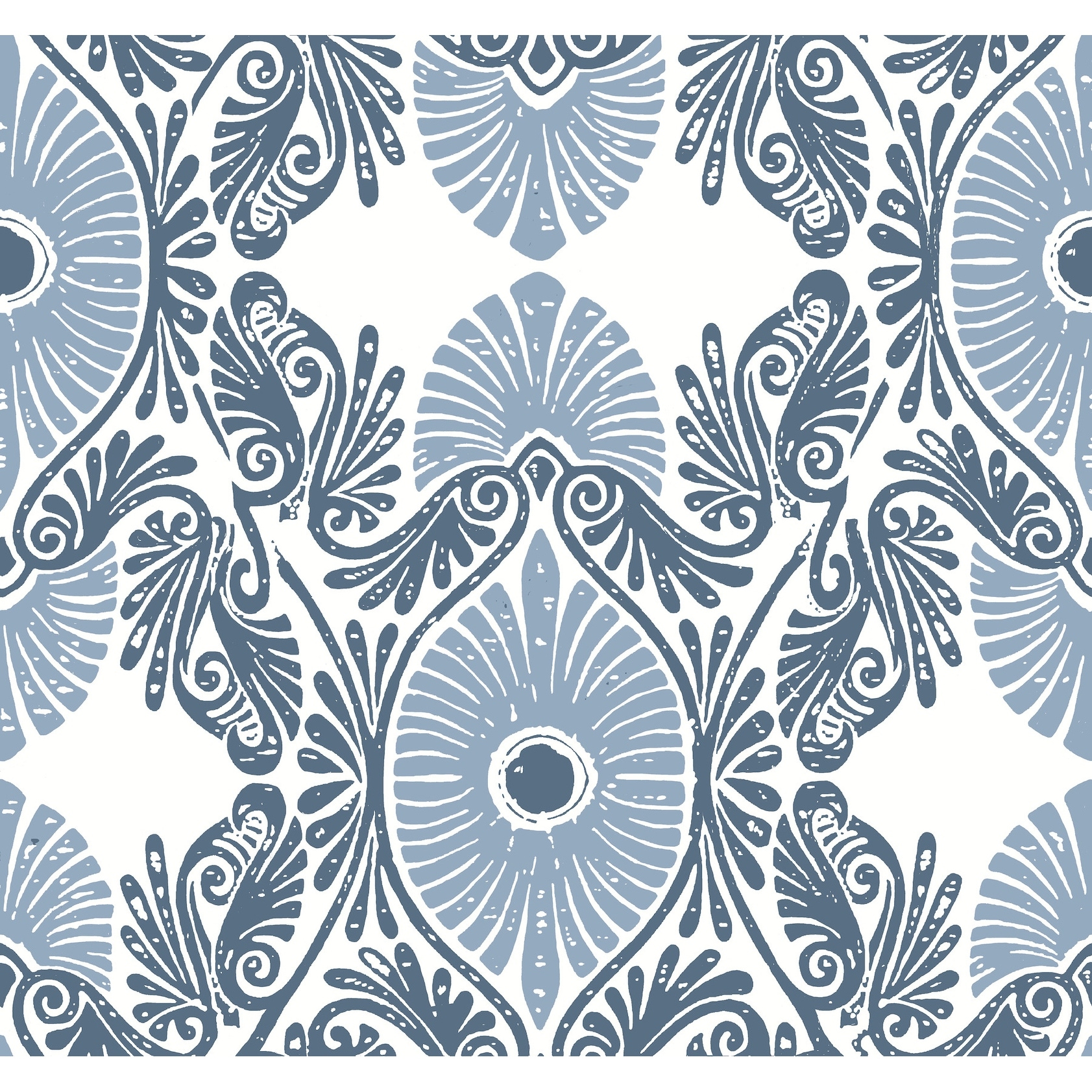 A-Street Prints Villa Blue Embellished Ogee Wallpaper
