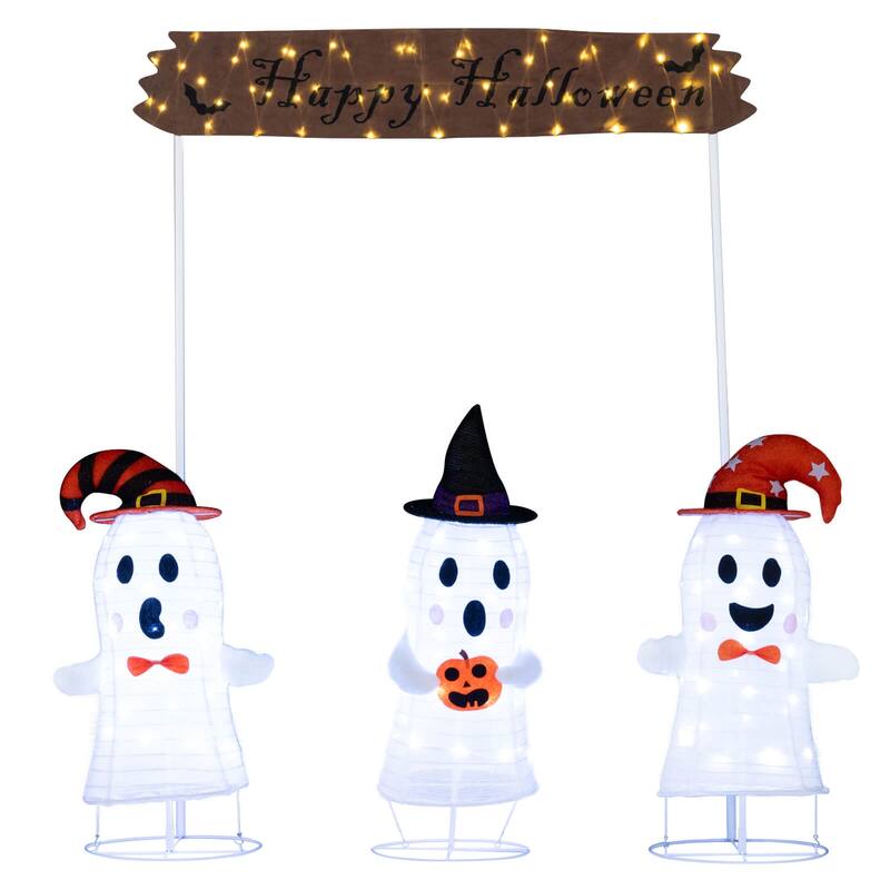 Costway 4 Pcs Halloween Decoration with Gate, Happy Halloween Sign, - As Picture Shows - See Details