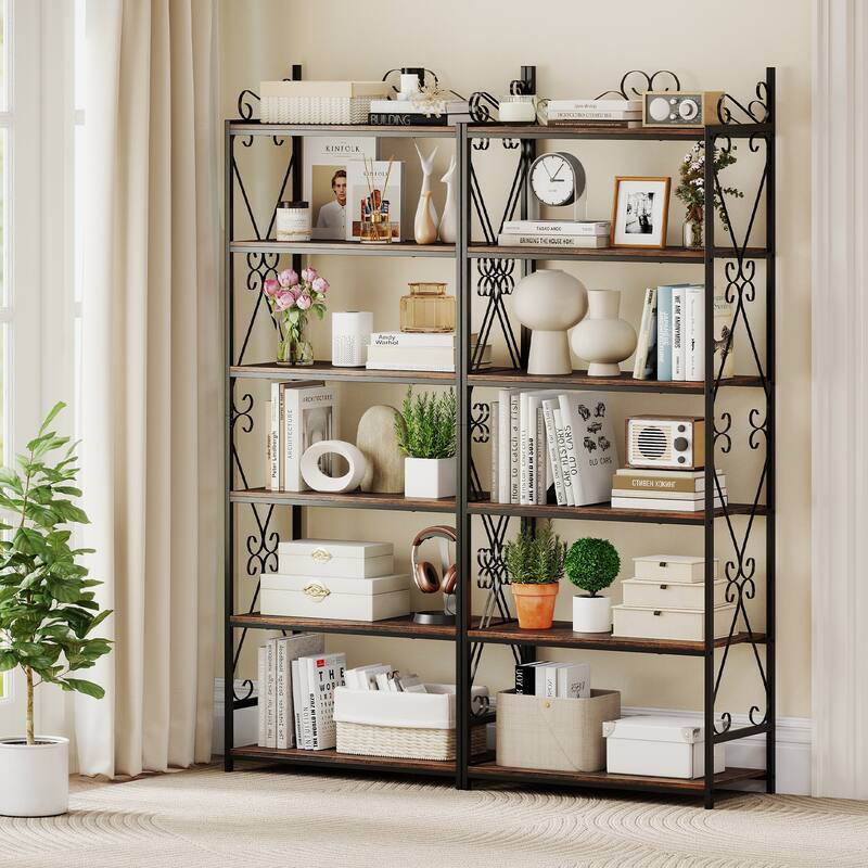 Gymax 2PCS 6-Tier Bookshelf 71.5'' Industrial Tall Bookcase w/ Open - See Details