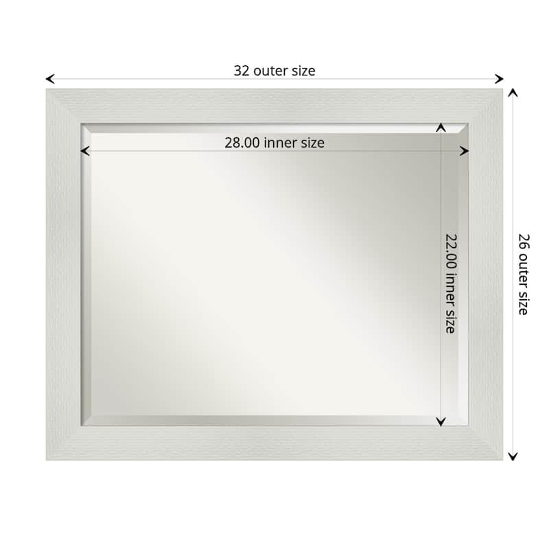 Beveled Bathroom Wall Mirror - Mosaic White Frame - Outer Size: 32 x 26 in