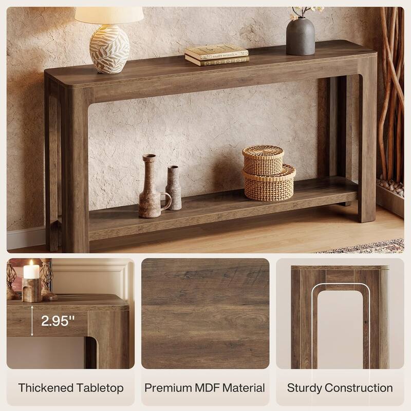 63-Inch Farmhouse Narrow Console/ Entryway Table with Storage, Sofa Table Behind Couch for Living Room, Hallway, Foyer