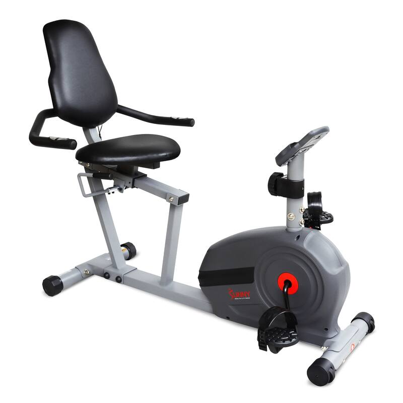 Sunny Health & Fitness Essentials Series Magnetic Smart Recumbent Bike SF-RB422903 - 52.4L x 26.4W x 41.5H