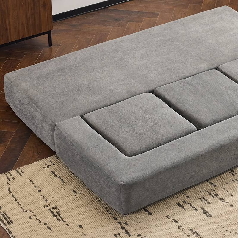 Designs Convertible Sectional Sofa with 3 Storage Ottomans - High-Resilience Foam Sleeper, Space-Saving Chenille Floor Sofa