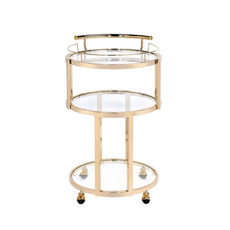 Madelina Serving Cart, Gold & Clear Glass