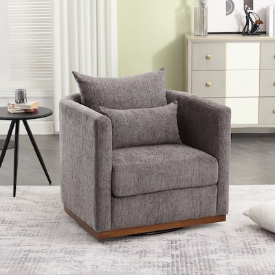 Roomfitters Swivel Barrel Accent Chair, 360° Round Club Lounge Chair for Living Room, Bedroom or Office, Dark Gray