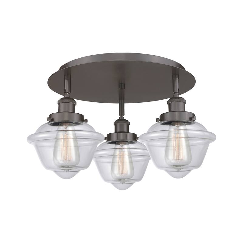Innovations Lighting Oxford - 3 Light 18" Flush Mount - Clear/Oil Rubbed Bronze