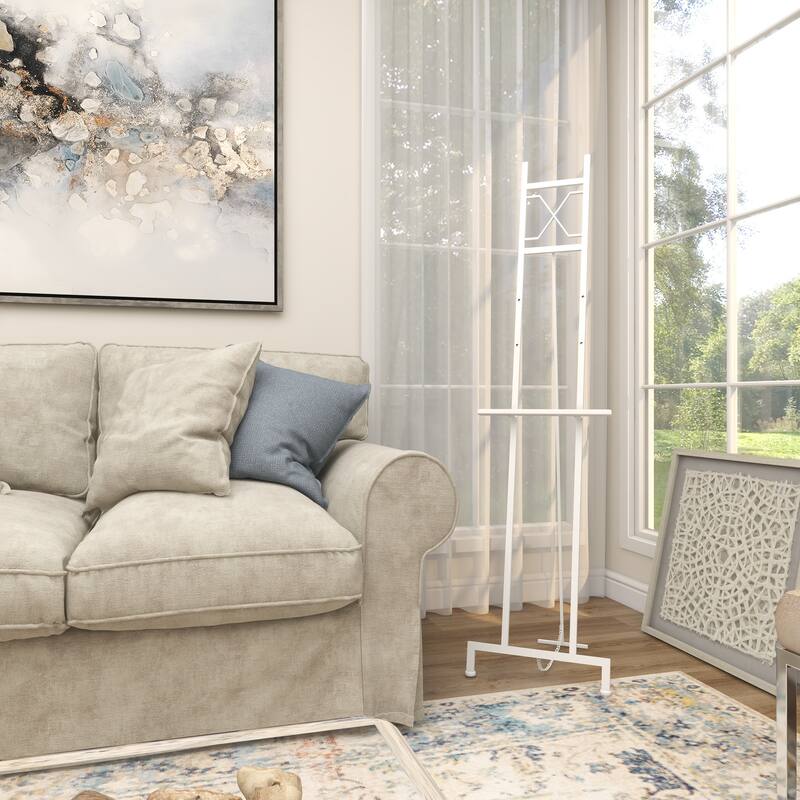 White Metal Tall Adjustable 3 Tier Display Easel with Chain Support