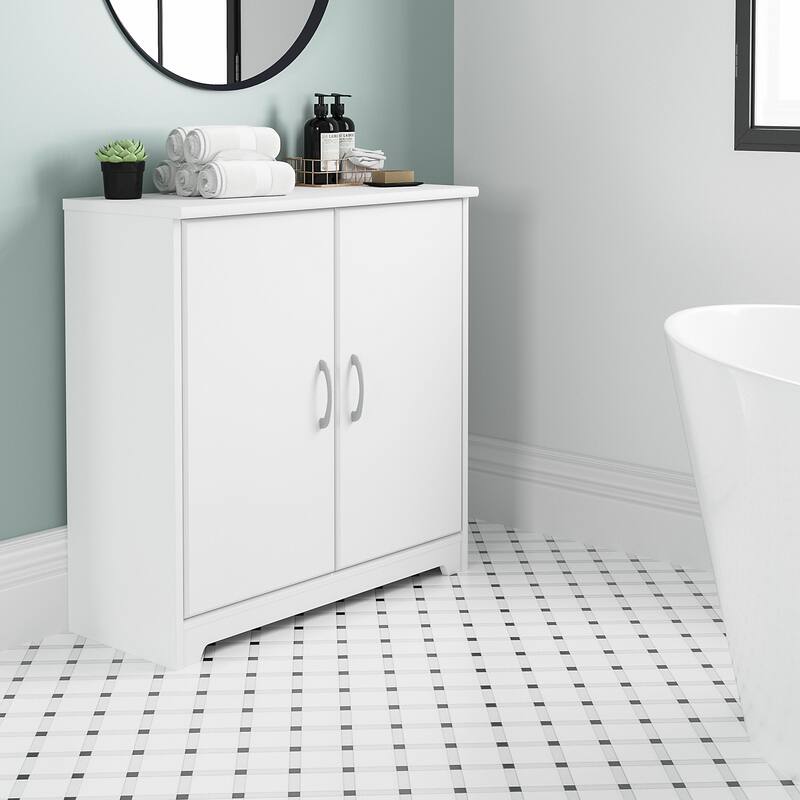 Cabot Small Bathroom Storage Cabinet with Doors by Bush Furniture