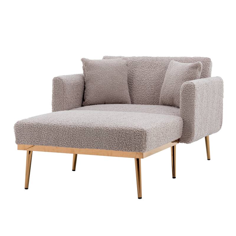Grey Teddy 62.2" Chaise Lounge Chair with Iron Legs