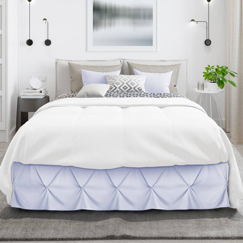 Nestl Pinch Pleat Bed Skirt - Soft Premium Microfiber Ruffle Bed Skirt - 14" Tailored Pintuck Wrap Around Dust Ruffle - Twin - Ice Blue