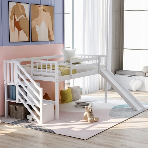 bunk bed with slide and stairs