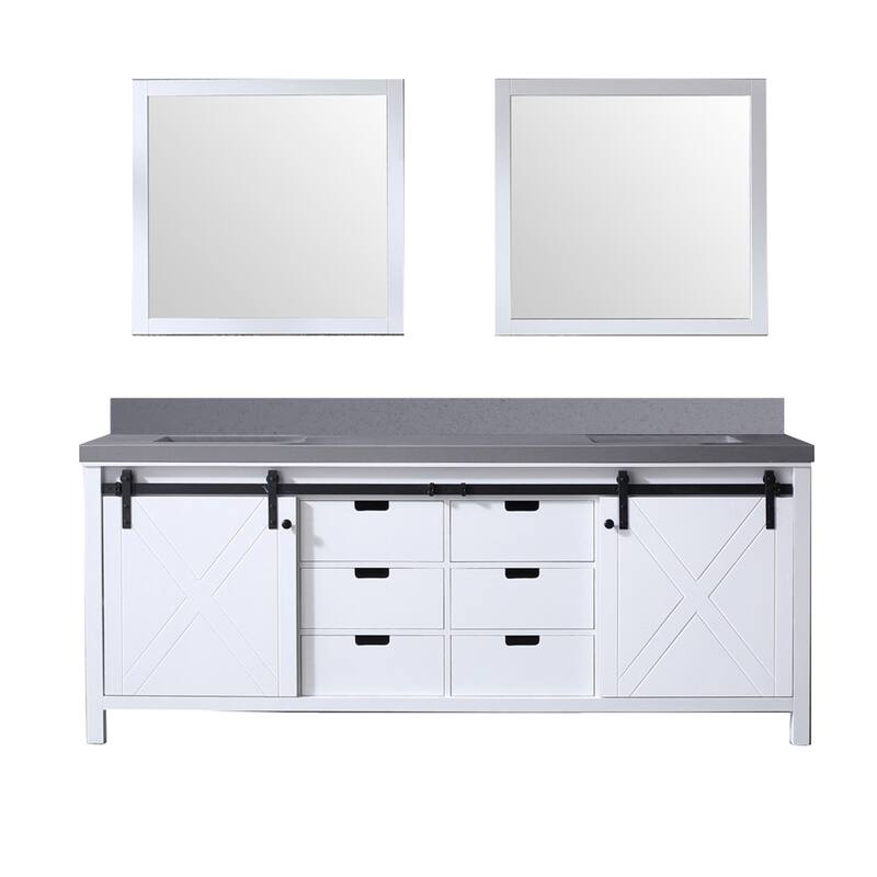 Marsyas Bath Vanity, Grey Quartz Countertop and Mirrors - 84