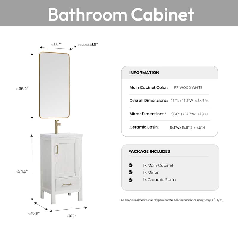 Gela Single Bath Vanity with Ceramic Basin Top and Mirror