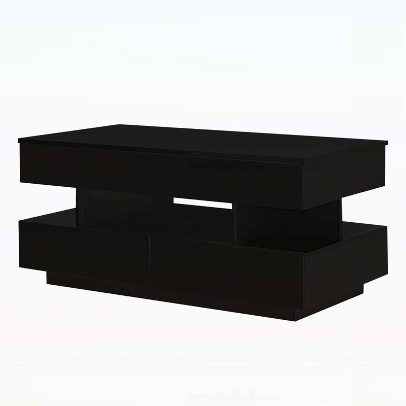Multi-Functional Lift-Top Coffee Table with 2 Drawers,with High-Gloss Finish for Living Room