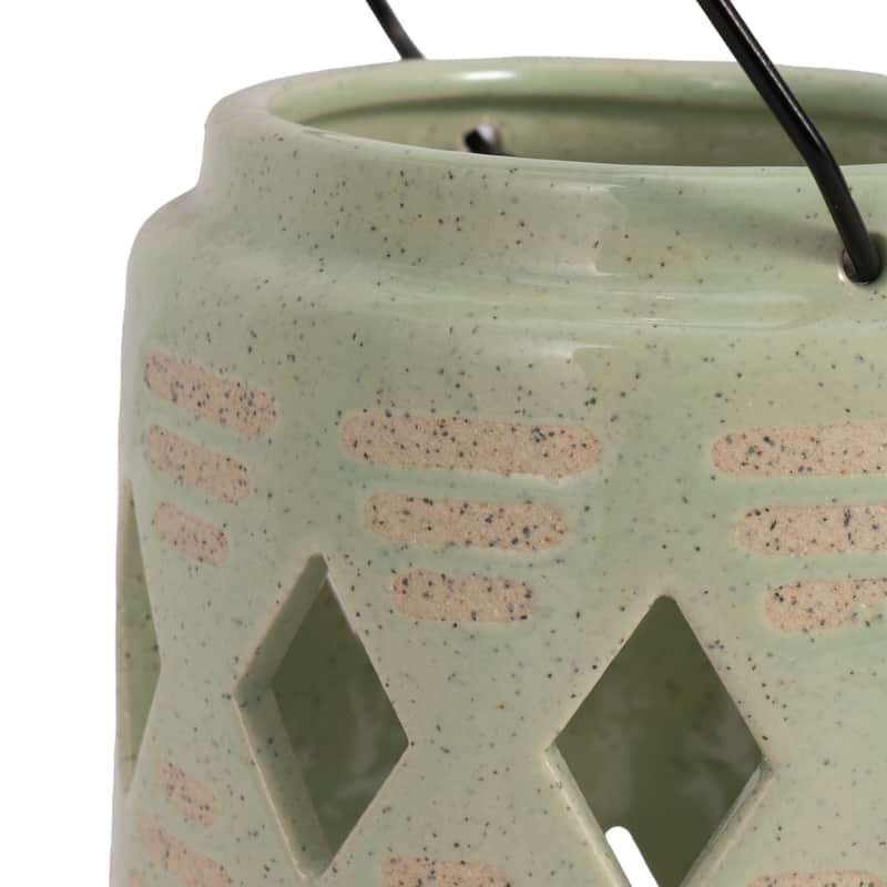 Sagebrook Home Ceramic Diamond Cut Out Lantern
