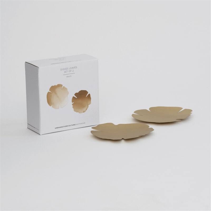 Set of 2 Dish Leaves In Giftbox - Gold
