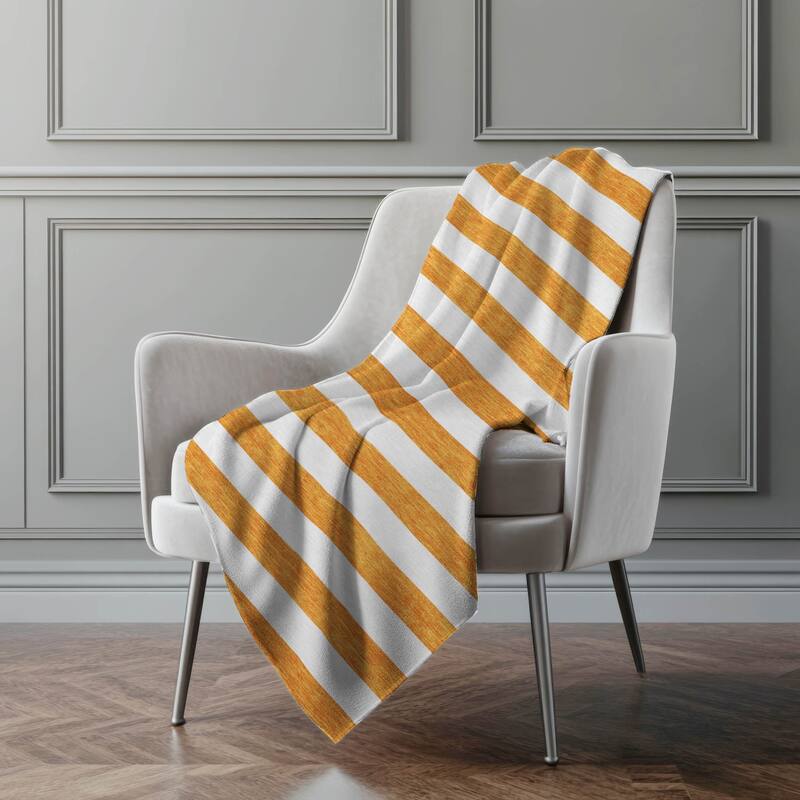 Premium Machine Washable Modern Stripes Sherpa Throw Blanket - Orange - 4'2" x 5'10"